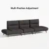 136" Yarn-Dyed Fabric and Faux Leather Reclining Sofa with Metal Legs