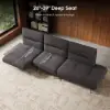 136" Yarn-Dyed Fabric and Faux Leather Reclining Sofa with Metal Legs