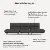 136" Yarn-Dyed Fabric and Faux Leather Reclining Sofa with Metal Legs