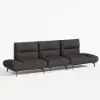 136" Yarn-Dyed Fabric and Faux Leather Reclining Sofa with Metal Legs