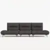 136" Yarn-Dyed Fabric and Faux Leather Reclining Sofa with Metal Legs