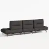 136" Yarn-Dyed Fabric and Faux Leather Reclining Sofa with Metal Legs