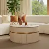 32" Fluted Lift-Top Round Coffee Table with 2 Drawers – Whitewash