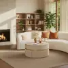 32" Fluted Lift-Top Round Coffee Table with 2 Drawers – Whitewash