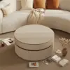 32" Fluted Lift-Top Round Coffee Table with 2 Drawers – Whitewash