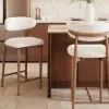 Modern Walnut Boucle Bar Stool with Wooden Legs, 1 Piece