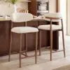 Modern Walnut Boucle Bar Stool with Wooden Legs, 1 Piece