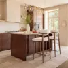 Modern Walnut Boucle Bar Stool with Wooden Legs, 1 Piece