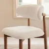 Modern Walnut Boucle Bar Stool with Wooden Legs, 1 Piece