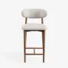 Modern Walnut Boucle Bar Stool with Wooden Legs, 1 Piece