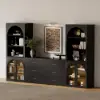 Arune 126" Arched Glass Door 3-Piece Entertainment Center with Bookshelf