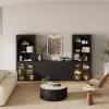 Arune 126" Arched Glass Door 3-Piece Entertainment Center with Bookshelf