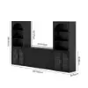 Arune 126" Arched Glass Door 3-Piece Entertainment Center with Bookshelf