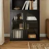 Arune 126" Arched Glass Door 3-Piece Entertainment Center with Bookshelf