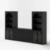 Arune 126" Arched Glass Door 3-Piece Entertainment Center with Bookshelf