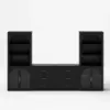 Arune 126" Arched Glass Door 3-Piece Entertainment Center with Bookshelf