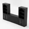 Arune 126" Arched Glass Door 3-Piece Entertainment Center with Bookshelf