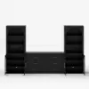 Arune 126" Arched Glass Door 3-Piece Entertainment Center with Bookshelf