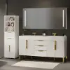 Aro 150cm Double Bathroom Vanity & 149cm Bathroom Storage Cabinet Set