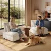2-Piece Oatmeal Chenille Modular Sectional Sofa with Hidden Storage