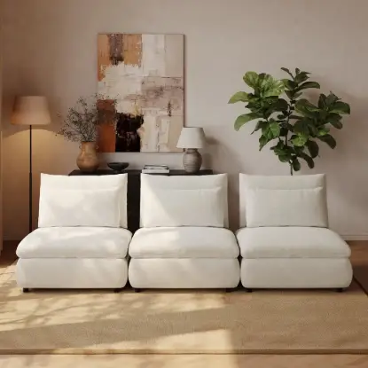 3-Piece Chenille Modular Sectional Sofa with Hidden Storage