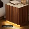 Aura Walnut Ash Wood LED Nightstand with Charging Station, Set of 2