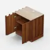 Aura Walnut Ash Wood LED Nightstand with Charging Station, Set of 2