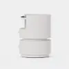 Modern White Saddle Leather LED Bedside Table with Wireless Charging, Set of 2