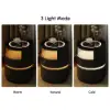 Modern Black Saddle Leather LED Nightstand with Wireless Charging, Set of 2