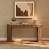 Aura 60" Ash Wood Fluted Walnut Console Table With Sintered Stone Top
