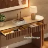 Aura 60" Ash Wood Fluted Walnut Console Table With Sintered Stone Top