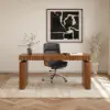 Aura 63" Walnut Fluted Electric Adjustable Standing Desk