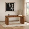 Aura 63" Walnut Fluted Electric Adjustable Standing Desk