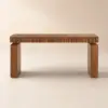 Aura 63" Walnut Fluted Electric Adjustable Standing Desk