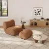 Set of 17" Performance Boucle Upholstered Curved Slipper Accent Chair and Ottoman