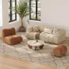 Set of 17" Performance Boucle Upholstered Curved Slipper Accent Chair and Ottoman