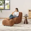 Set of 17" Performance Boucle Upholstered Curved Slipper Accent Chair and Ottoman
