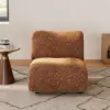 Set of 17" Performance Boucle Upholstered Curved Slipper Accent Chair and Ottoman