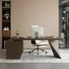Modern 1803 mm L-Shaped Smoked Brown Executive Desk with Right Hand Return