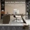 Modern 1803 mm L-Shaped Smoked Brown Executive Desk with Right Hand Return