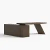 Modern 1803 mm L-Shaped Smoked Brown Executive Desk with Right Hand Return