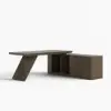 Modern 1803 mm L-Shaped Smoked Brown Executive Desk with Right Hand Return