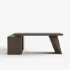 Modern 1803 mm L-Shaped Smoked Brown Executive Desk with Right Hand Return