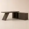 Modern 1803 mm L-Shaped Smoked Brown Executive Desk with Right Hand Return