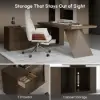 Modern 71" L-Shaped Smoked Brown Executive Desk with Left-Side Cabinet