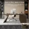 Modern 71" L-Shaped Smoked Brown Executive Desk with Left-Side Cabinet
