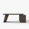 Modern 71" L-Shaped Smoked Brown Executive Desk with Left-Side Cabinet