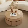 32" Fluted Lift-Top Round Coffee Table with 2 Drawers – Natural