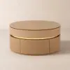 32" Fluted Lift-Top Round Coffee Table with 2 Drawers – Natural