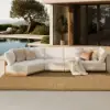 4-Piece Outdoor Teak & Aluminium Sectional Sofa Set with Chaise for 4 in Light Gray